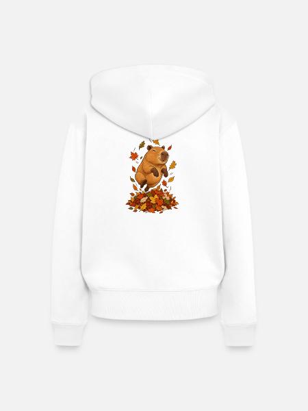 Sleepy Capybara Camping - Frauen Premium Bio Zip Hoodie - Weiß
