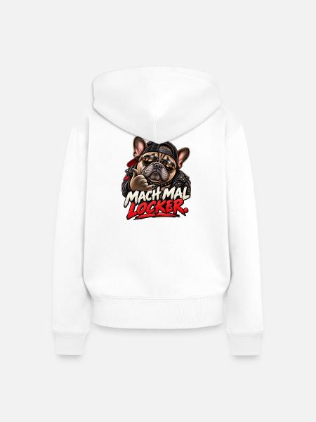 Mach mal locker – Coole Bulldogge - Frauen Premium Bio Zip Hoodie - Weiß