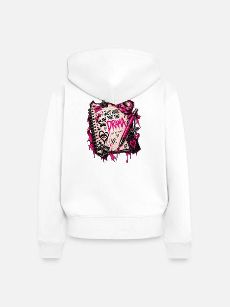 Drama Notizbuch Pink Gothic - Frauen Premium Bio Zip Hoodie - Weiß