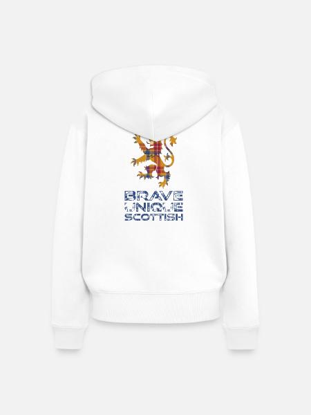 Tartan-Löwe des tapferen schottischen Stolzes - Frauen Premium Bio Zip Hoodie - Weiß