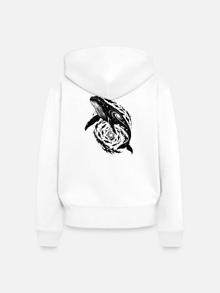 Kosmische Wale Galaxie Print - Frauen Premium Bio Zip Hoodie - Weiß