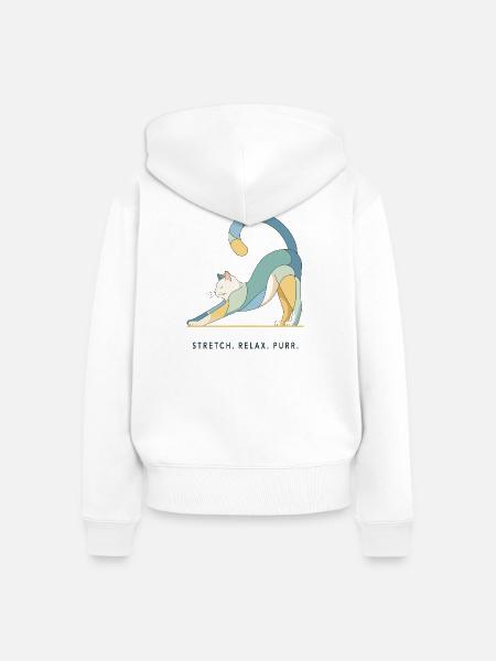 Stretch. Relax. Purr. – Katze - Frauen Premium Bio Zip Hoodie - Weiß