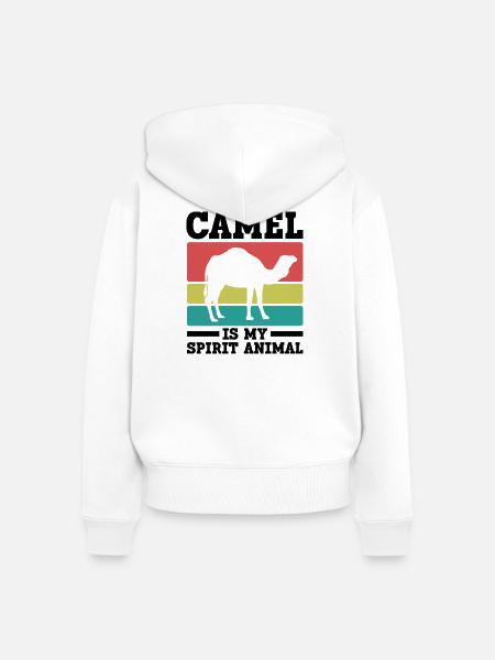 Kamel Seelentier Retro - Frauen Premium Bio Zip Hoodie - Weiß