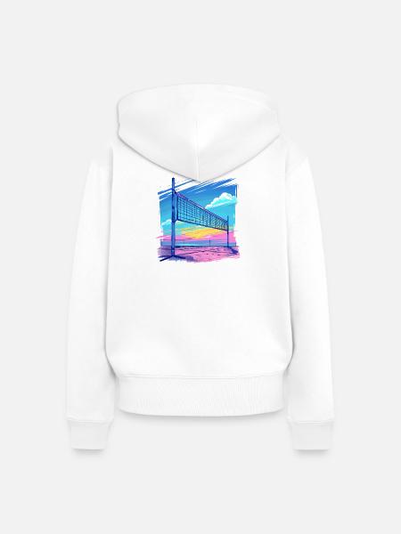 Volleyballnetz Vaporwave - Frauen Premium Bio Zip Hoodie - Weiß