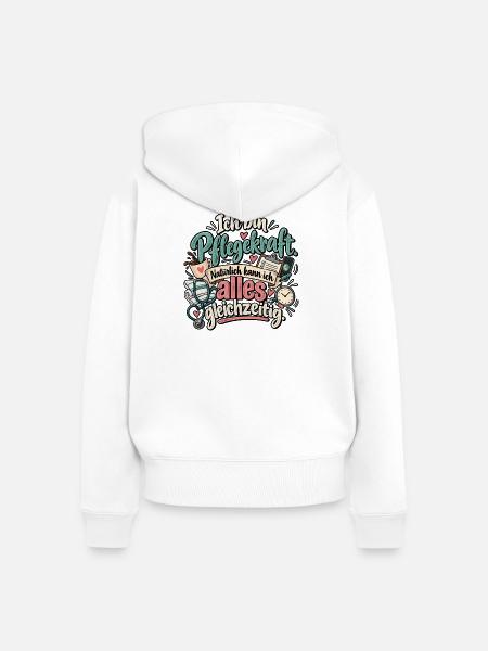 Pflegekraft Multitasking - Frauen Premium Bio Zip Hoodie - Weiß