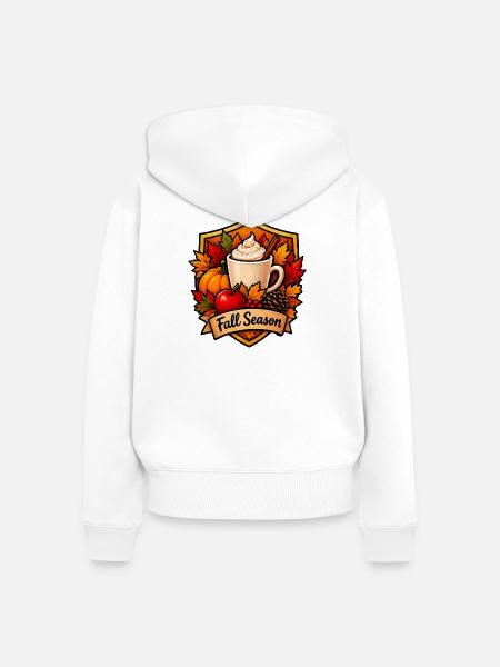 Herbstlicher Latte - Frauen Premium Bio Zip Hoodie - Weiß