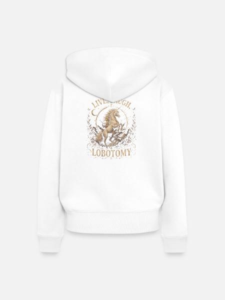 Einhorn-Goldkreis - Frauen Premium Bio Zip Hoodie - Weiß