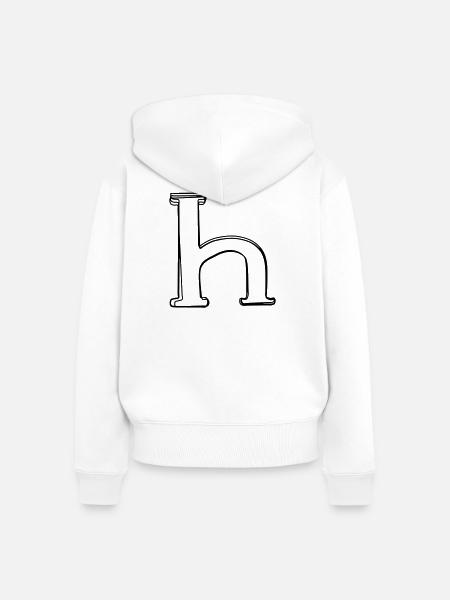 Kleinbuchstabe h handgezeichnet - Frauen Premium Bio Zip Hoodie - Weiß