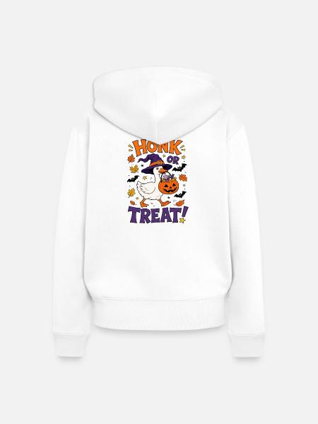 Dummer gruseliger Gänshexe Halloween-Kürbis - Frauen Premium Bio Zip Hoodie - Weiß