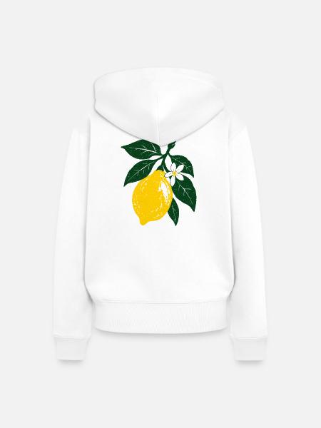 Gelbe Zitrone - Frauen Premium Bio Zip Hoodie - Weiß
