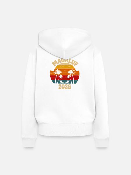 Magalour 2026 Strand Retro - Frauen Premium Bio Zip Hoodie - Weiß