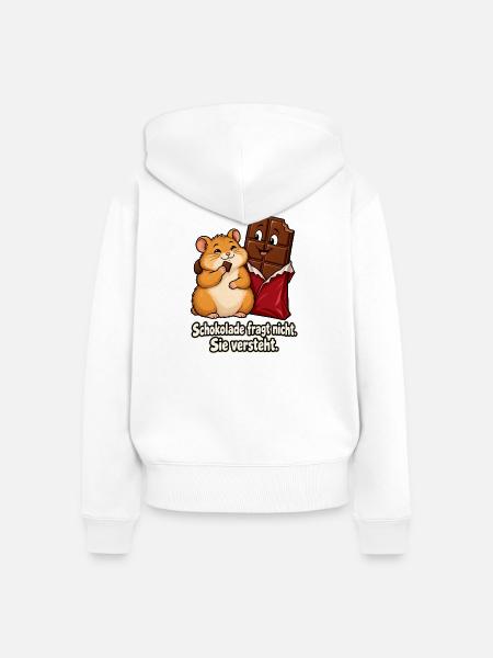 Schokolade versteht - Frauen Premium Bio Zip Hoodie - Weiß