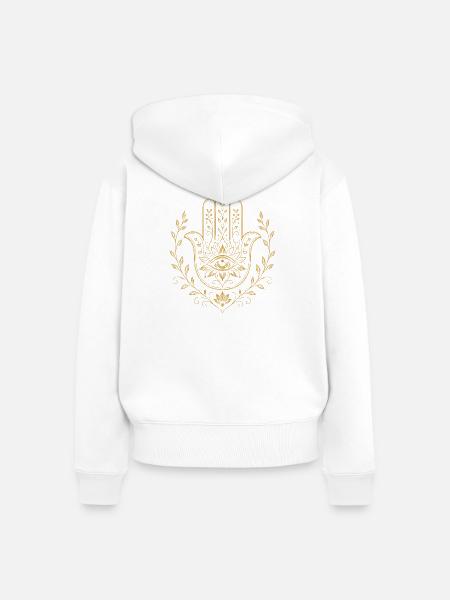 Hamsa-Schutzauge - Frauen Premium Bio Zip Hoodie - Weiß