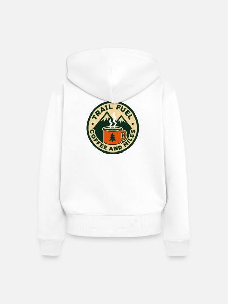 Trail Fuel Kaffee Berge Logo - Frauen Premium Bio Zip Hoodie - Weiß