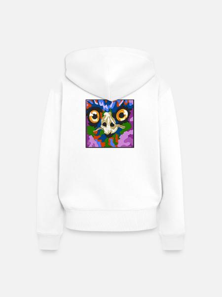 Buntes Tiergeist-Maske Kunstdruck - Frauen Premium Bio Zip Hoodie - Weiß