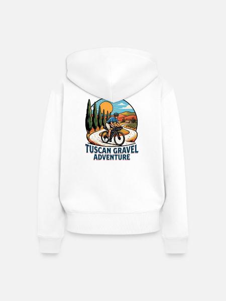 Toskanische Schotter-Abenteuer-Radfahren Pop Art - Frauen Premium Bio Zip Hoodie - Weiß