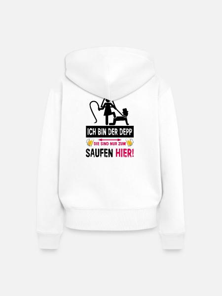 JGA Depp Shirt Lustiger Junggesellenabschied - Frauen Premium Bio Zip Hoodie - Weiß