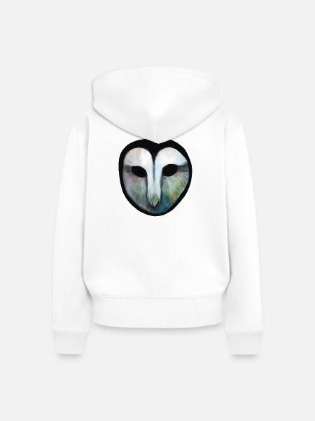 Eulenschleier Aquarellmaske - Frauen Premium Bio Zip Hoodie - Weiß