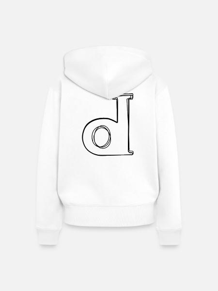 Kleinbuchstabe d handgezeichnet - Frauen Premium Bio Zip Hoodie - Weiß