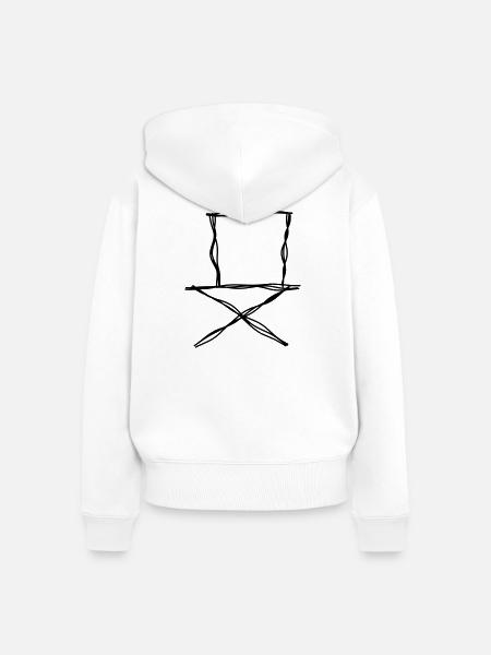 Klappstuhl handgezeichnet - Frauen Premium Bio Zip Hoodie - Weiß