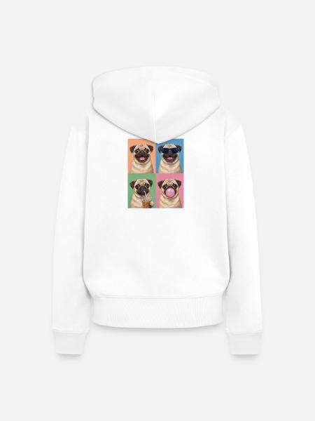 Hunde Mops Hund - Frauen Premium Bio Zip Hoodie - Weiß