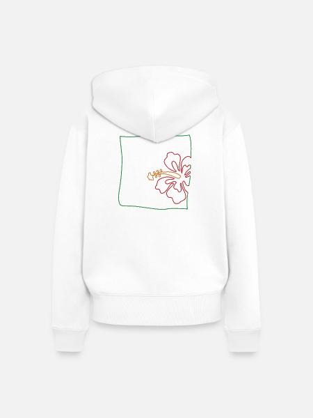 Hibiskus minimalistisch - Frauen Premium Bio Zip Hoodie - Weiß