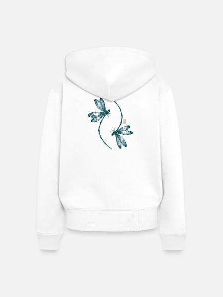 Libellen Pair Zen & Balance - Frauen Premium Bio Zip Hoodie - Weiß