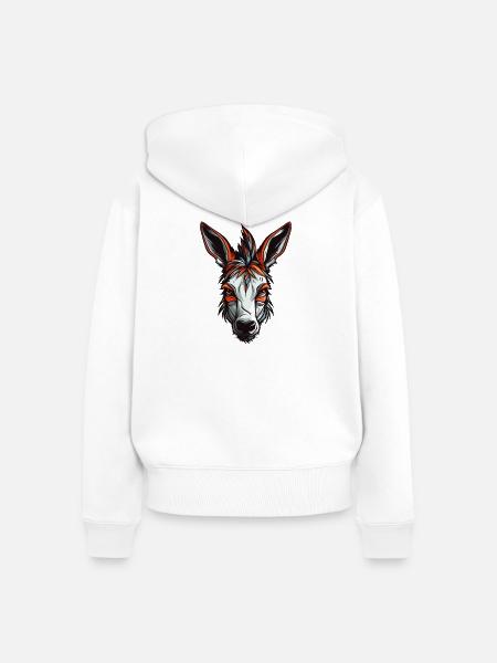 Esel Kopf Bunt Illustration - Frauen Premium Bio Zip Hoodie - Weiß