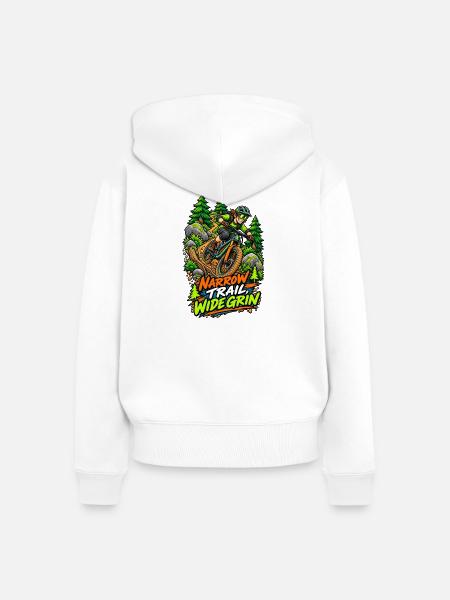 Enge Pfad, breites Grinsen - Frauen Premium Bio Zip Hoodie - Weiß