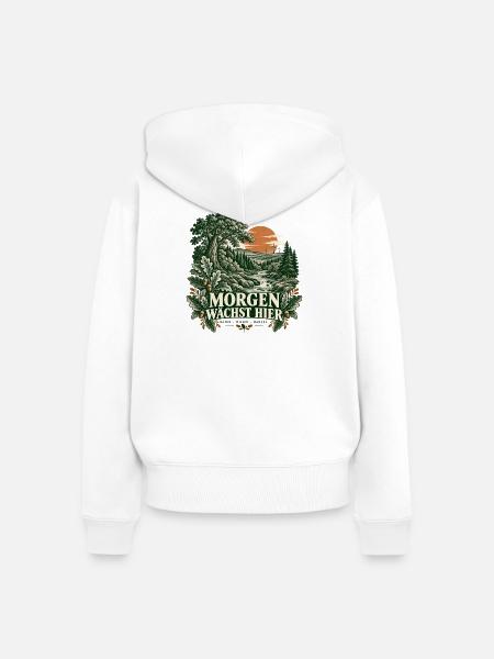 Morgen wächst hier – Waldlandschaft - Frauen Premium Bio Zip Hoodie - Weiß