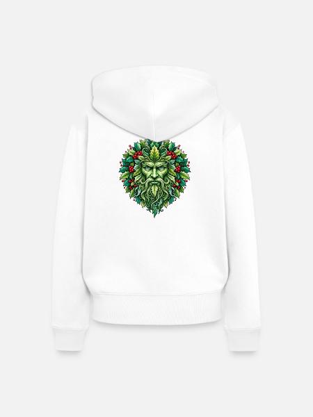 Weihnachts-Wintersonnenwende Weihnachtsgrüner Mann - Frauen Premium Bio Zip Hoodie - Weiß