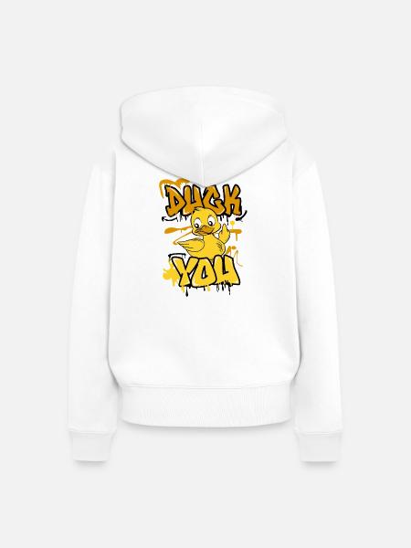 Duck you - Frauen Premium Bio Zip Hoodie - Weiß