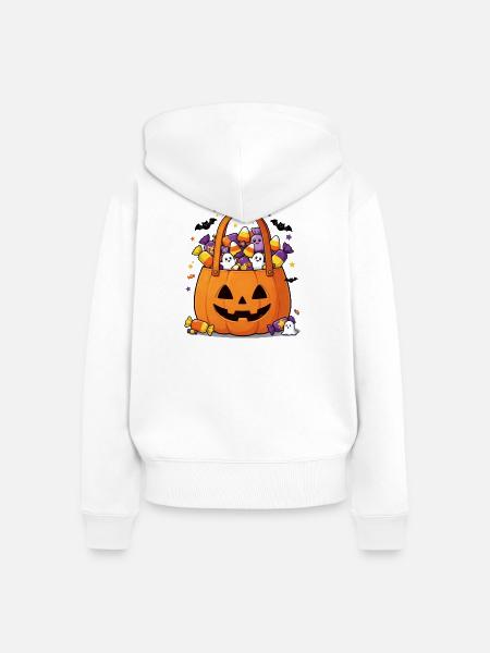 Just_Here_for_the_Candy - Frauen Premium Bio Zip Hoodie - Weiß