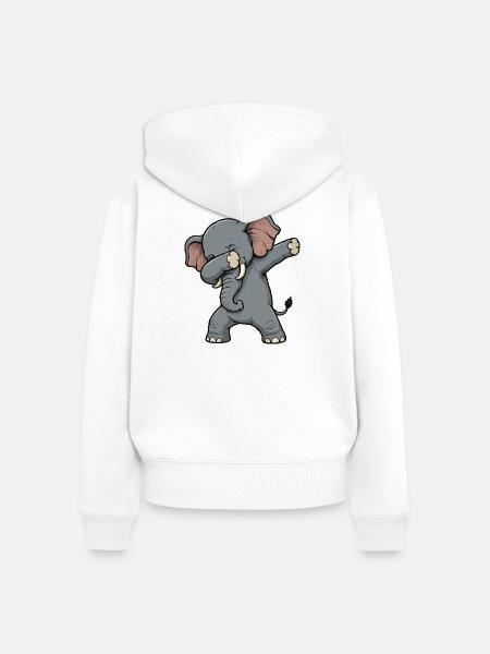 Dab-Elefant Cartoon - Frauen Premium Bio Zip Hoodie - Weiß