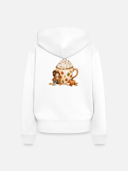 Gemütlicher Herbst Kaffee Zauber - Frauen Premium Bio Zip Hoodie - Weiß