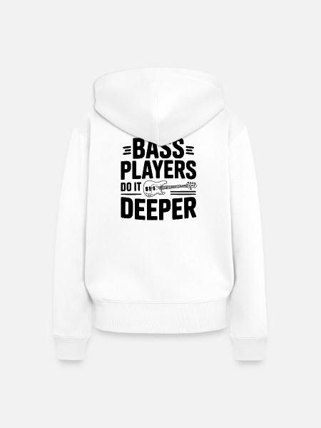 Bassisten machen es tiefer - Frauen Premium Bio Zip Hoodie - Weiß