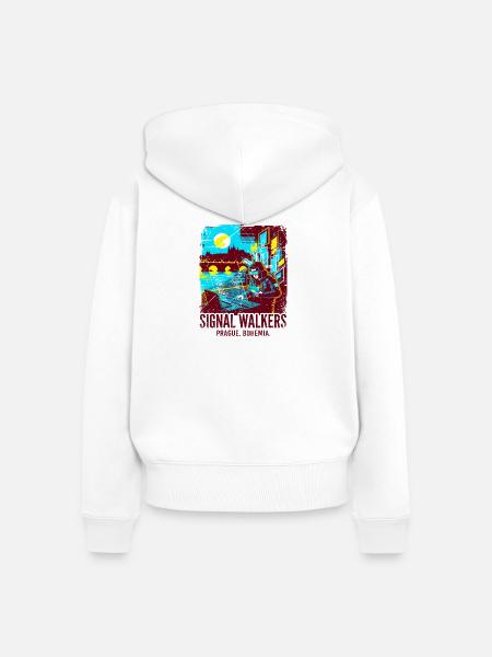 Programmer Signal Walkers Prague Bohemia - Frauen Premium Bio Zip Hoodie - Weiß