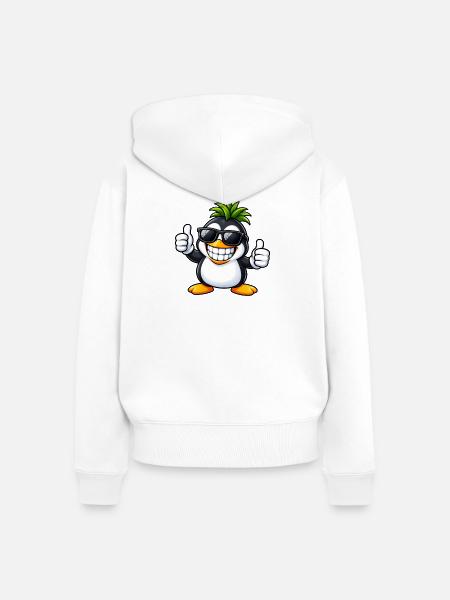 Cooler Pinguin mit Ananas Frisur - Frauen Premium Bio Zip Hoodie - Weiß