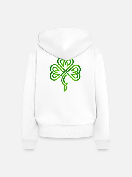 Irisches Kleeblatt - Frauen Premium Bio Zip Hoodie - Weiß