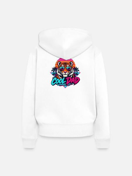 Tiger Retro Sonnenbrillen Dad - Frauen Premium Bio Zip Hoodie - Weiß