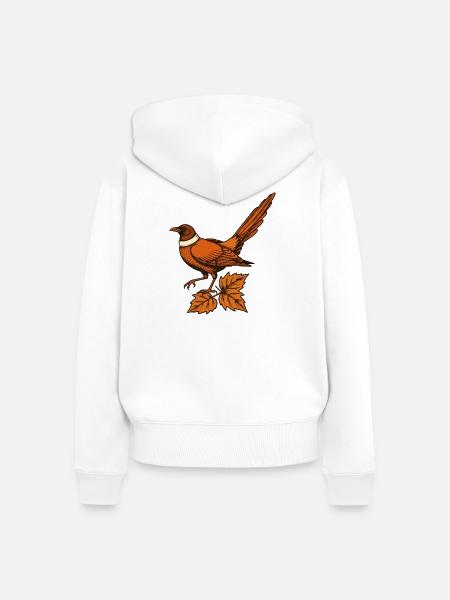 Fasan im goldenen Laub - Frauen Premium Bio Zip Hoodie - Weiß
