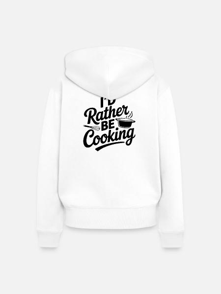 Ich würde lieber kochen - Frauen Premium Bio Zip Hoodie - Weiß