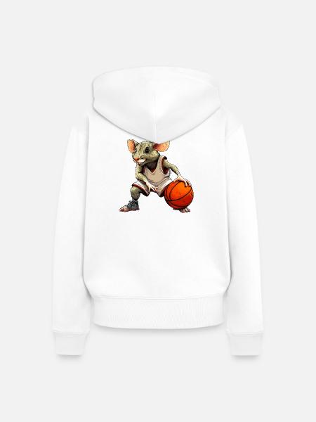 Ratte Basketball - Frauen Premium Bio Zip Hoodie - Weiß