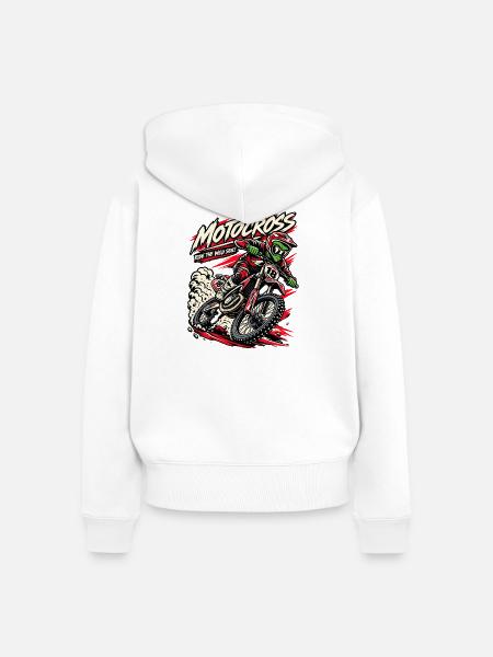 Wildes Motocross: Fahrer am Rand - Frauen Premium Bio Zip Hoodie - Weiß