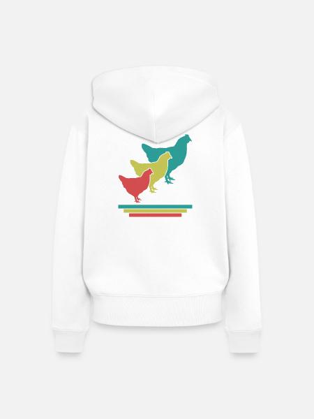 Hühner Trio Retro - Frauen Premium Bio Zip Hoodie - Weiß