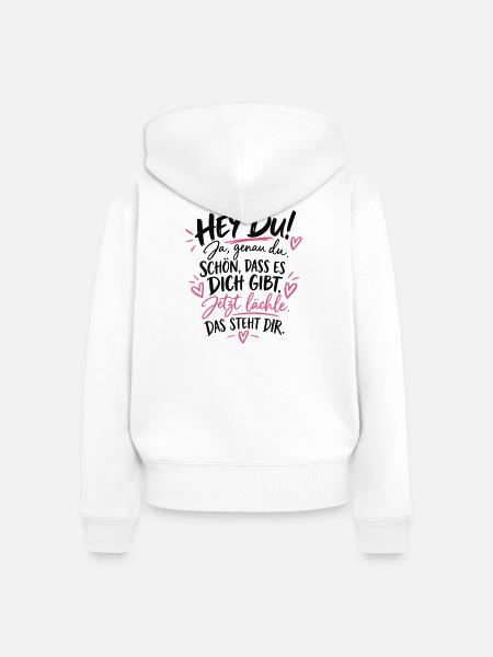 Jetzt lächele: Du bist willkommen - Frauen Premium Bio Zip Hoodie - Weiß