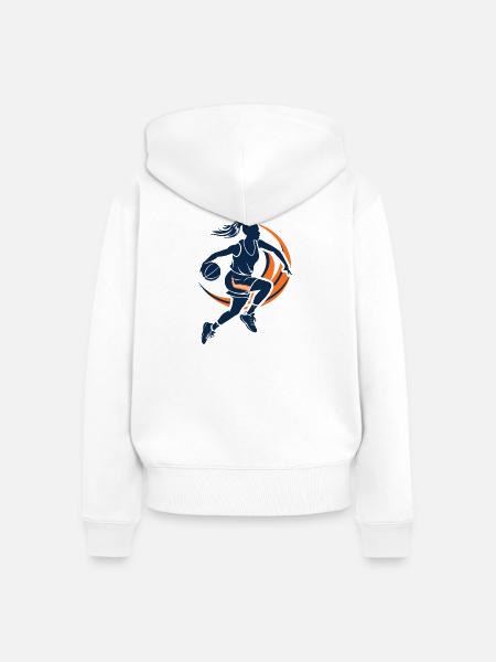 Basketballerin - Frauen Premium Bio Zip Hoodie - Weiß