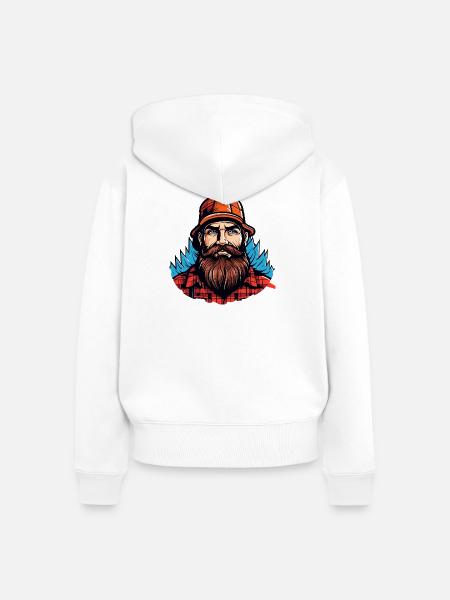 Lumberjack mit rotem Flanell - Frauen Premium Bio Zip Hoodie - Weiß