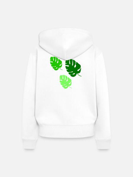 Monstera Blätter Trio Design - Frauen Premium Bio Zip Hoodie - Weiß