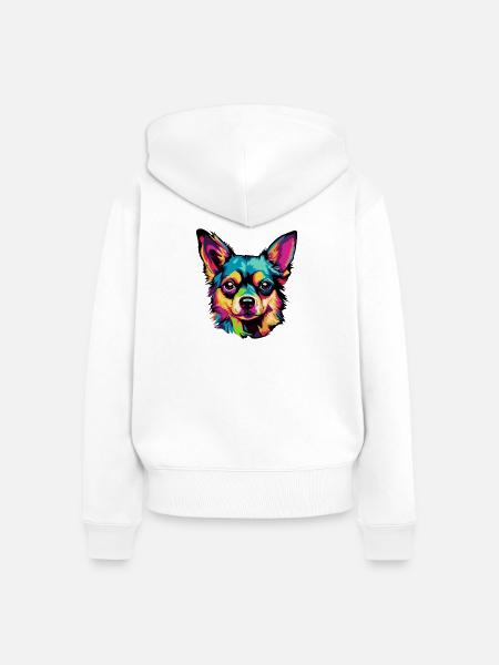 Pop-Art Hundegesicht - Frauen Premium Bio Zip Hoodie - Weiß